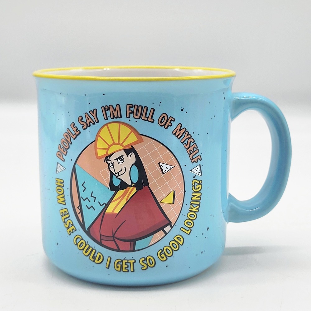 Disney Emperors New Groove Kuzco Camper Mug Silver Buffalo Full Of Myself 20 Oz